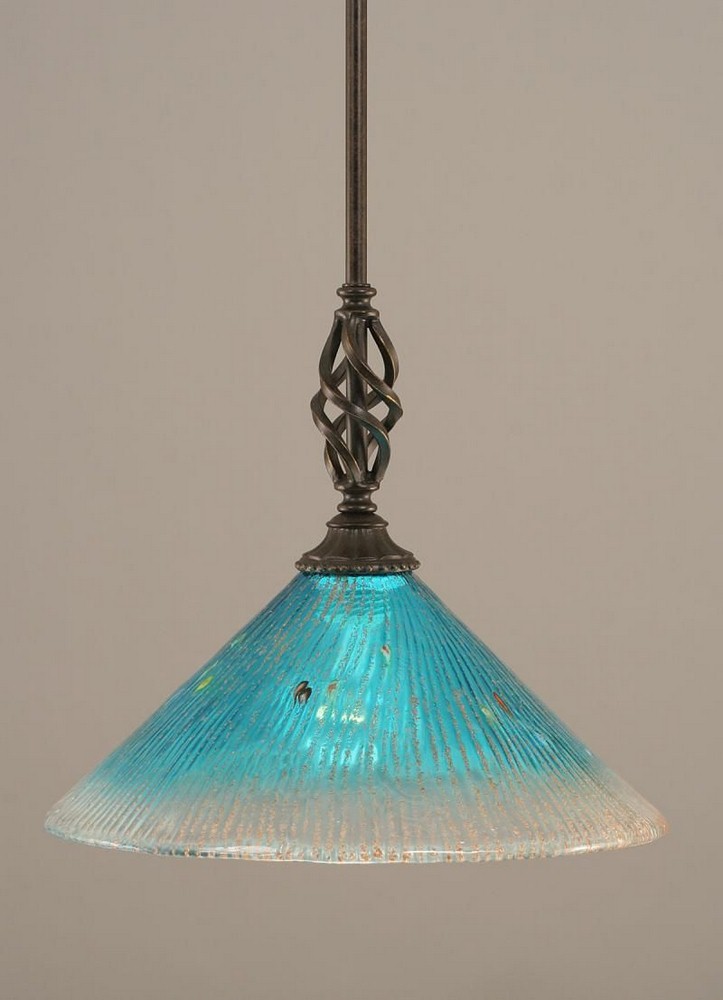 Toltec Lighting-80-DG-448-Elegante - 1 Light Stem Mini Pendant With Hang Straight Swivel-12.5 Inches Tall and 12 Inches Wide Dark Granite Teal Crystal Elegante - 1 Light Stem Mini Pendant With Hang St