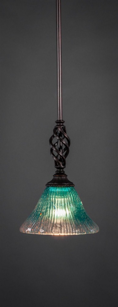 Toltec Lighting-80-DG-458-Elegante - 1 Light Stem Mini Pendant With Hang Straight Swivel-10.5 Inches Tall and 7 Inches Wide Dark Granite Teal Crystal Elegante - 1 Light Stem Mini Pendant With Hang Str