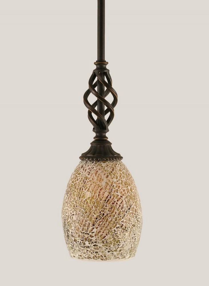 Toltec Lighting-80-DG-5054-Elegante - 1 Light Stem Mini Pendant With Hang Straight Swivel-12.5 Inches Tall and 5 Inches Wide Dark Granite Natural Fusion Dark Granite Finish with Italian Ice Glass