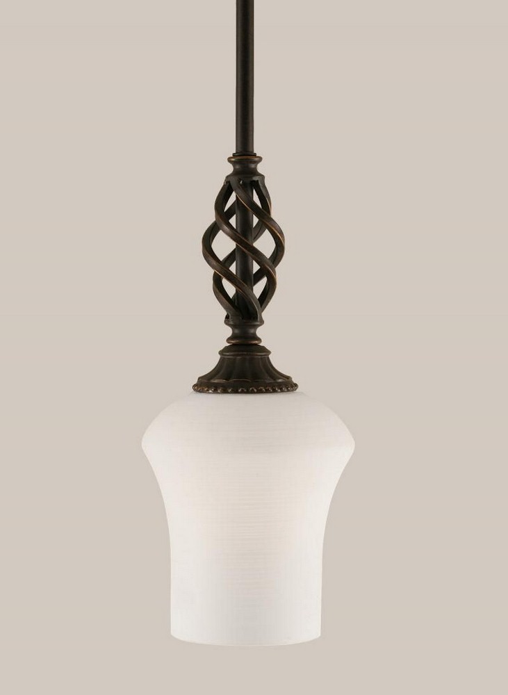 Toltec Lighting-80-DG-681-Elegante - 1 Light Stem Mini Pendant With Hang Straight Swivel-12.25 Inches Tall and 5 Inches Wide Dark Granite Zilo White Linen Dark Granite Finish with Gold Fusion Glass