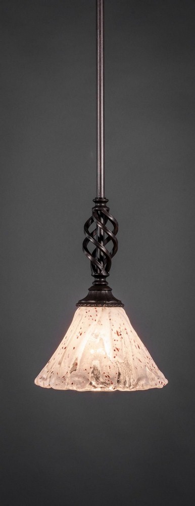 Toltec Lighting-80-DG-7195-Elegante - 1 Light Stem Mini Pendant With Hang Straight Swivel-10.25 Inches Tall and 7 Inches Wide Dark Granite Italian Ice Dark Granite Finish with Amber Dragonfly Mini Tif