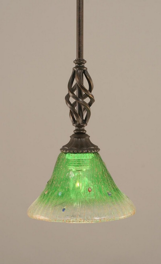 Toltec Lighting-80-DG-753-Elegante - 1 Light Stem Mini Pendant With Hang Straight Swivel-10.5 Inches Tall and 7 Inches Wide Dark Granite Kiwi Green Crystal Elegante - 1 Light Stem Mini Pendant With Ha