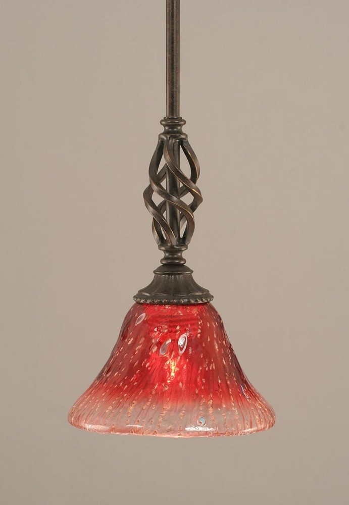 Toltec Lighting-80-DG-756-Elegante - 1 Light Stem Mini Pendant With Hang Straight Swivel-10.5 Inches Tall and 7 Inches Wide Dark Granite Raspberry Crystal Elegante - 1 Light Stem Mini Pendant With Han