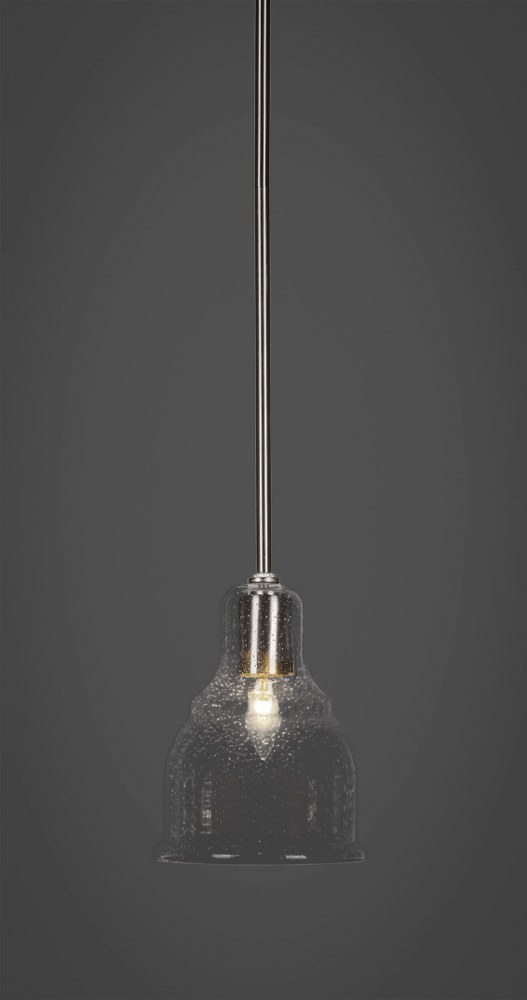 Toltec Lighting-81-BN-4560-Palisade Stem Hung Pendant-6 Inches Wide by 11 Inches High 7.25 Inch Clear Bubble Glass  Brushed Nickel Finish