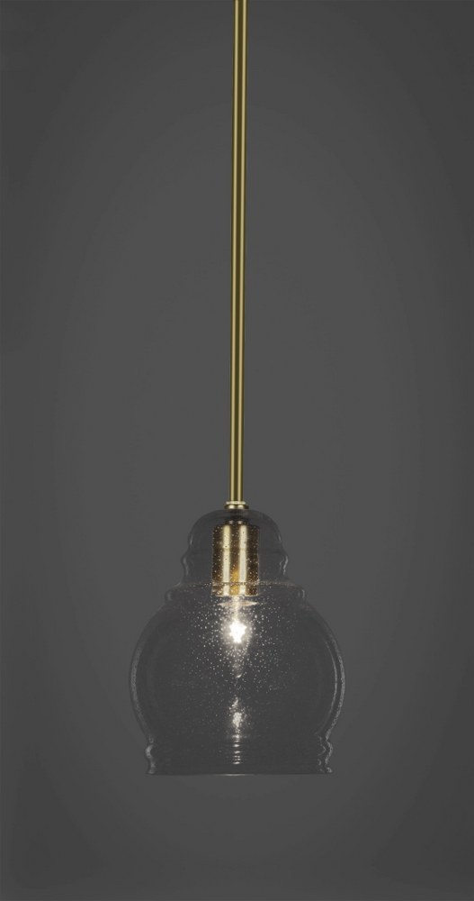 Toltec Lighting-81-NAB-4570-Palisade Stem Hung Pendant-6 Inches Wide by 11 Inches High 7.5 Inch Clear Bubble Glass  New Age Brass Finish