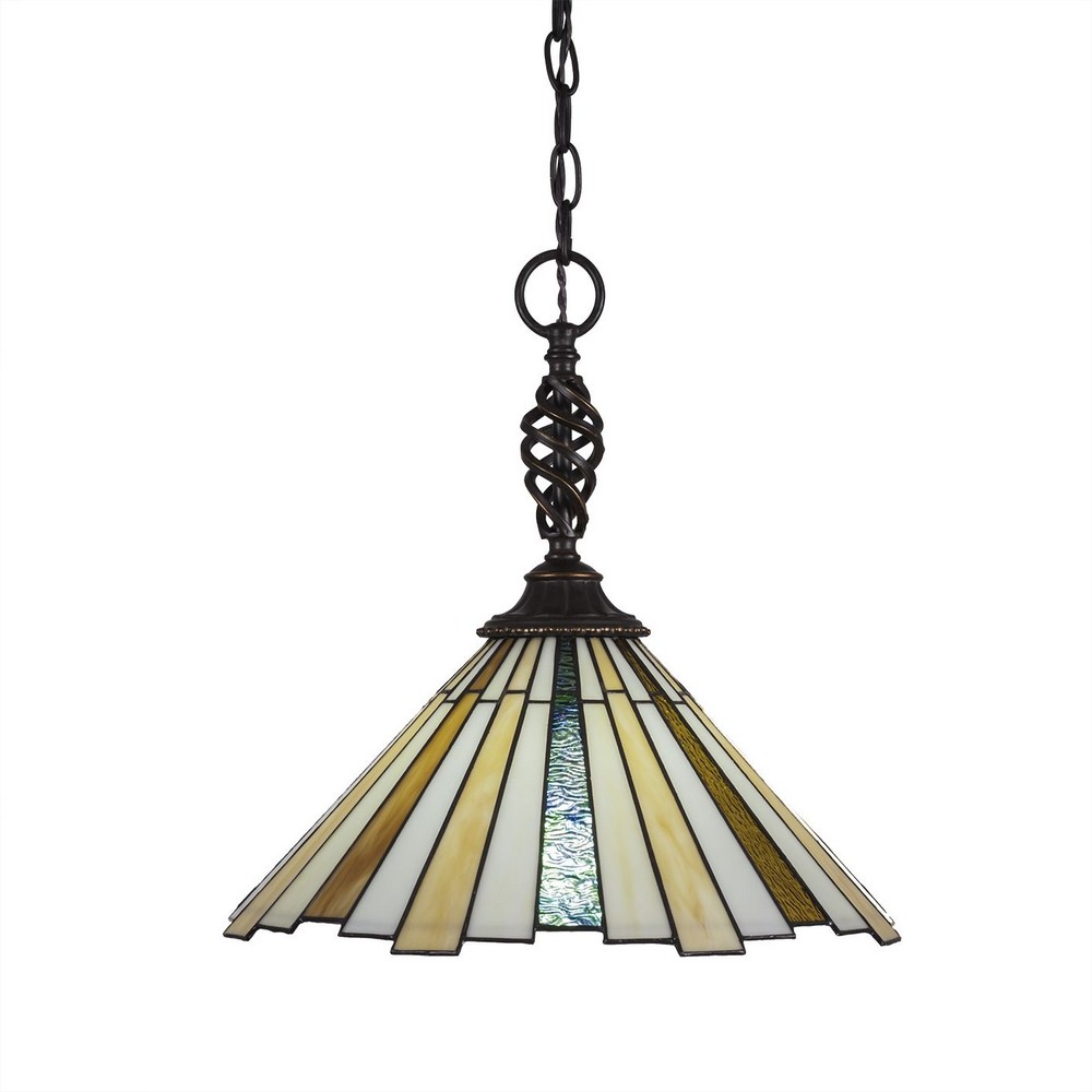 Toltec Lighting-82-DG-933-Elegante - 1 Light Pendant-15.75 Inches Tall and 16 Inches Wide Dark Granite Sequoia Art Dark Granite Finish with Chocolate Icing Glass