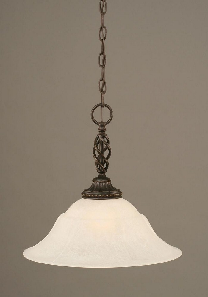 Toltec Lighting-82-DG-53615-Elegante - 1 Light Pendant-14.75 Inches Tall and 16 Inches Wide Dark Granite White Marble Dark Granite Finish with White Marble Glass