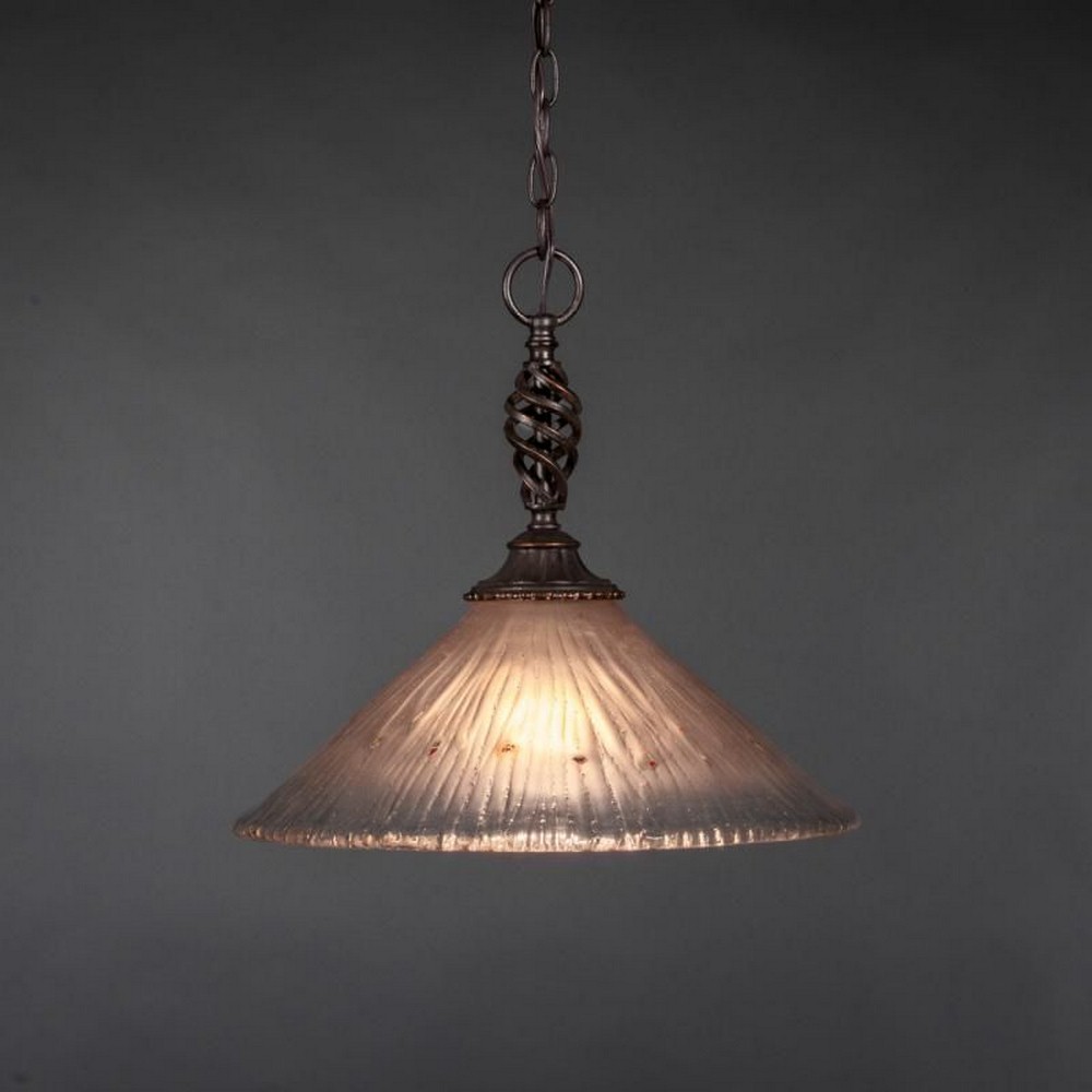 Toltec Lighting-82-DG-710-Elegante - 1 Light Pendant-15.5 Inches Tall and 16 Inches Wide   Dark Granite Finish with Amber Crystal Glass