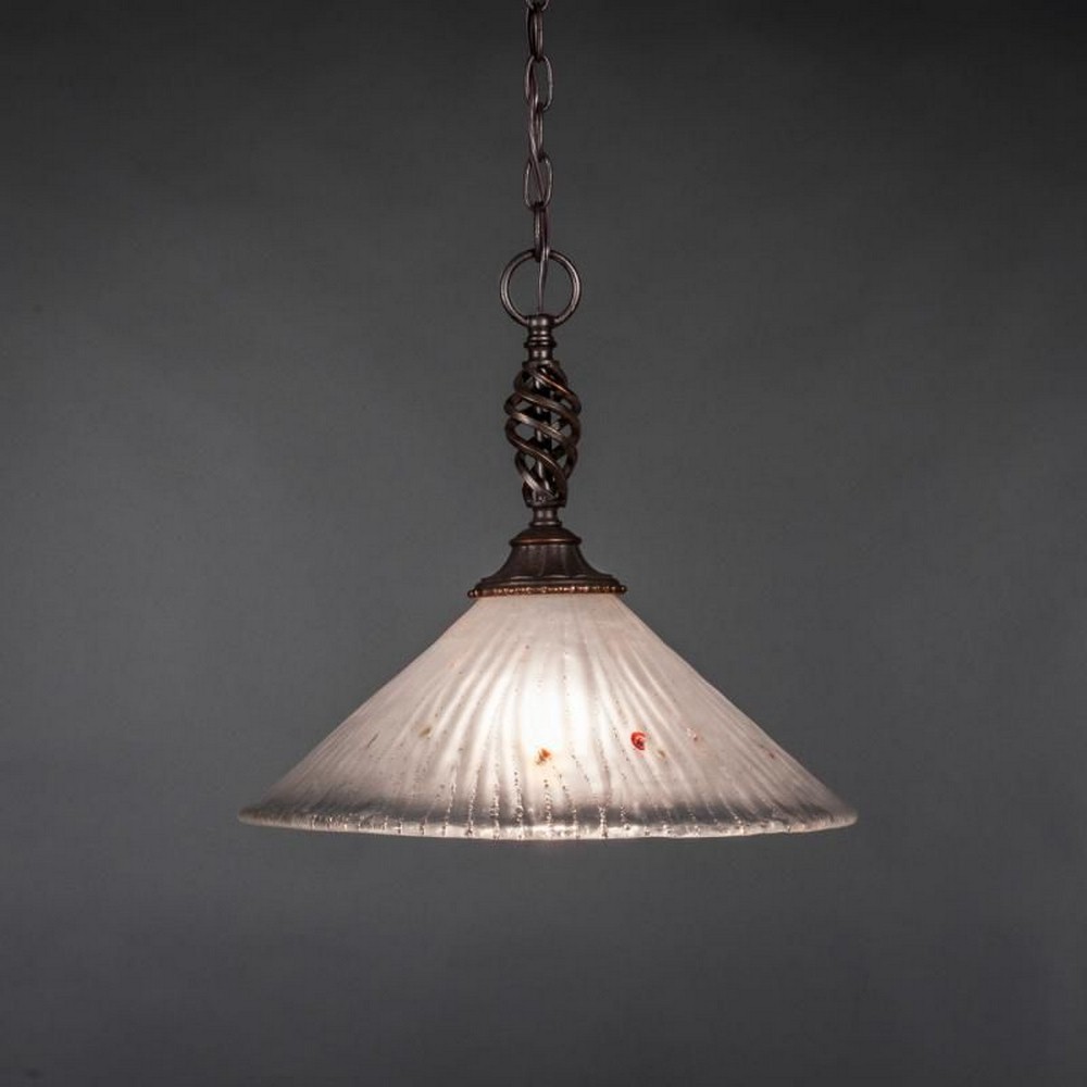 Toltec Lighting-82-DG-711-Elegante - 1 Light Pendant-14.5 Inches Tall and 16 Inches Wide Dark Granite Frosted Crystal Dark Granite Finish with Frosted Crystal Glass