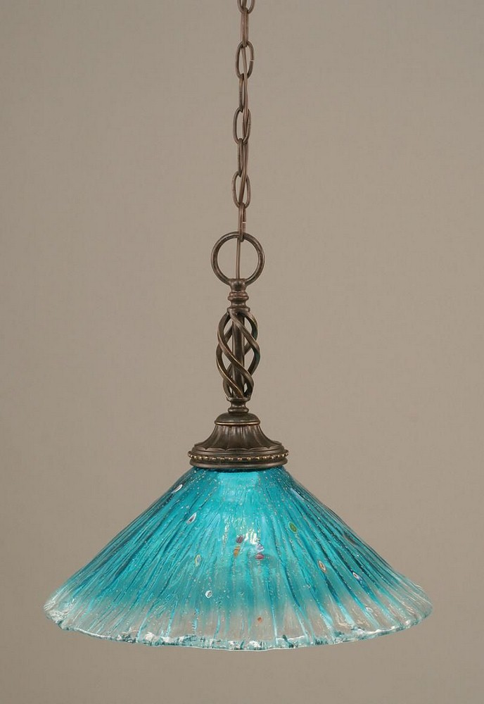 Toltec Lighting-82-DG-715-Elegante - 1 Light Pendant-14.75 Inches Tall and 16 Inches Wide Dark Granite Teal Crystal Dark Granite Finish with White Marble Glass