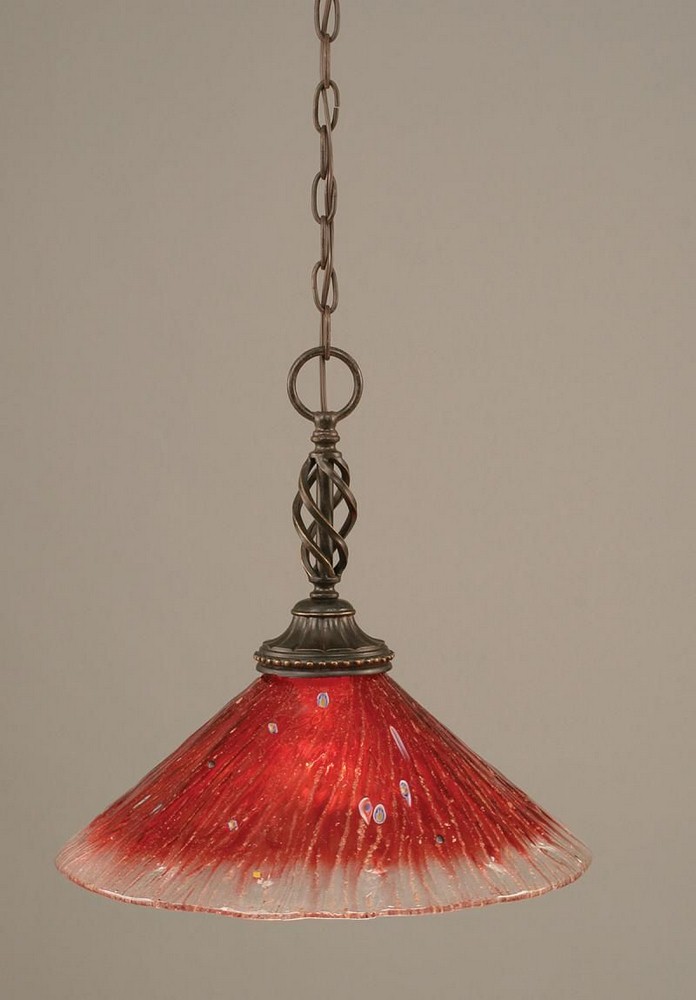 Toltec Lighting-82-DG-716-Elegante - 1 Light Pendant-14.75 Inches Tall and 16 Inches Wide Dark Granite Raspberry Crystal Dark Granite Finish with White Marble Glass