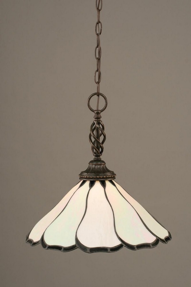 Toltec Lighting-82-DG-912-Elegante - 1 Light Pendant-16 Inches Tall and 16 Inches Wide   Dark Granite Finish with Pearl Flair Tiffany Glass