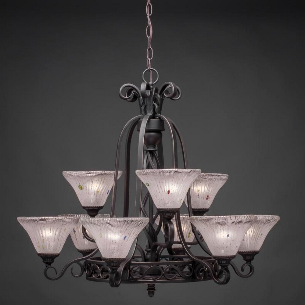 Toltec Lighting-869-DG-751-Elegante - 9 Light Chandelier-27 Inches Tall and 30 Inches Wide Dark Granite Frosted Crystal Elegante - 9 Light Chandelier-27 Inches Tall and 30 Inches Wide