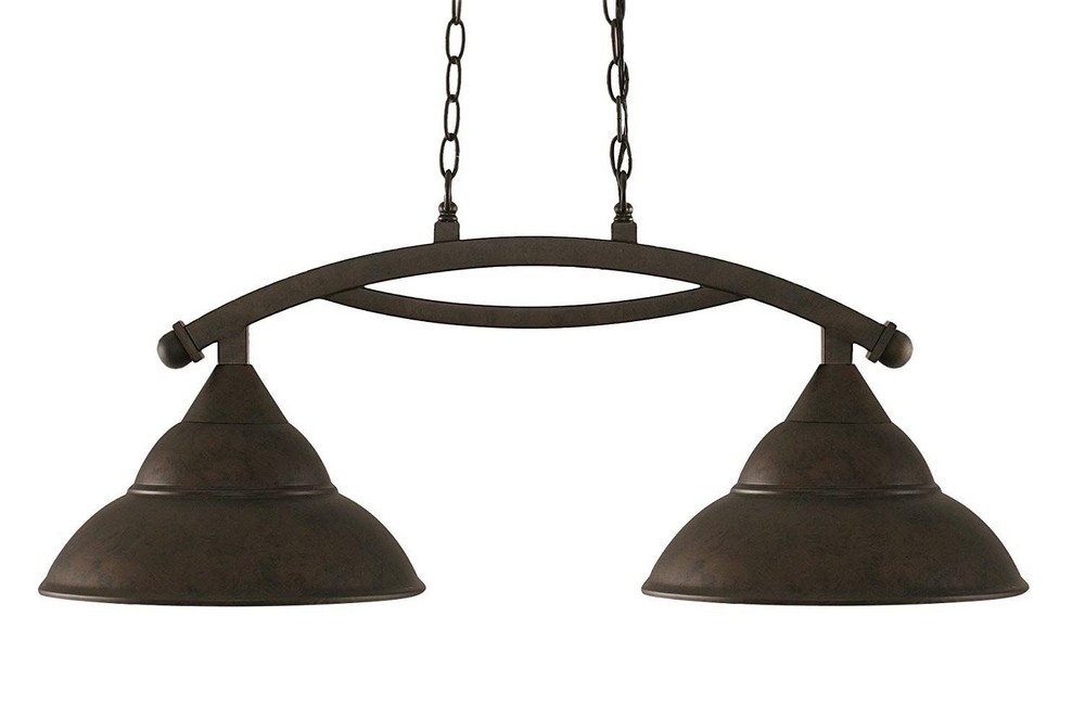 Toltec Lighting-872-BRZ-428-BRZ-Bow - 2 Light Island-14.25 Inches Tall and 12 Inches Wide Bronze  Dark Granite Finish with Dark Granite Double Bubble Metal Shade