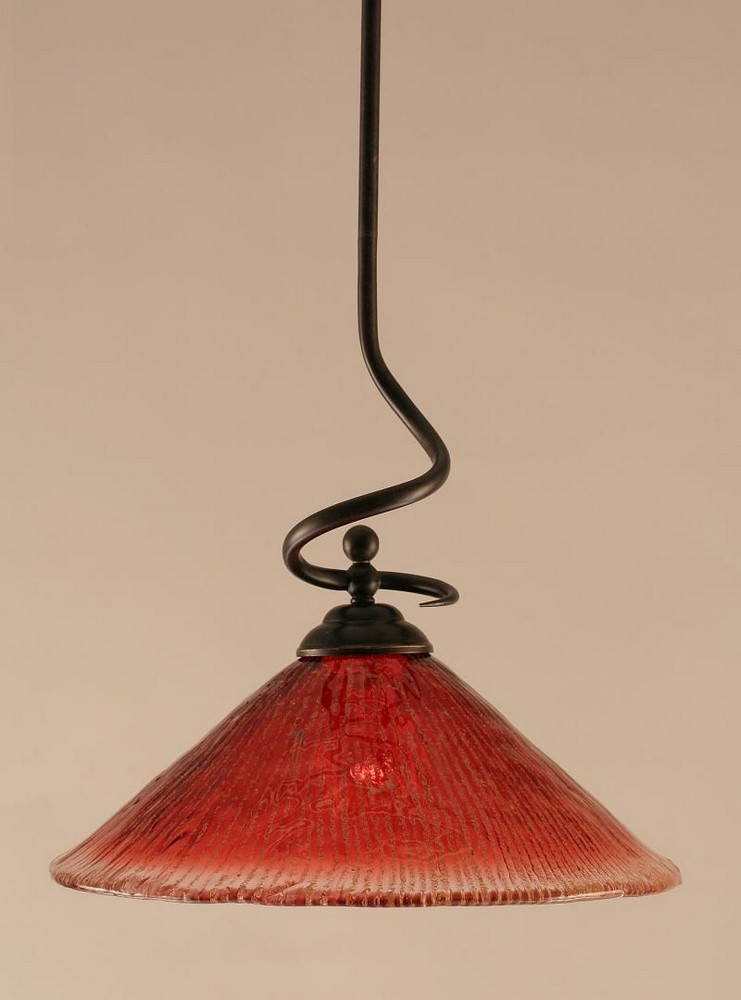 Toltec Lighting-900-DG-716-Capri - 1 Light Stem Pendant With Hang Straight Swivel-16.25 Inches Tall and 16 Inches Wide Dark Granite Raspberry Crystal Dark Granite Finish with Italian Ice Glass