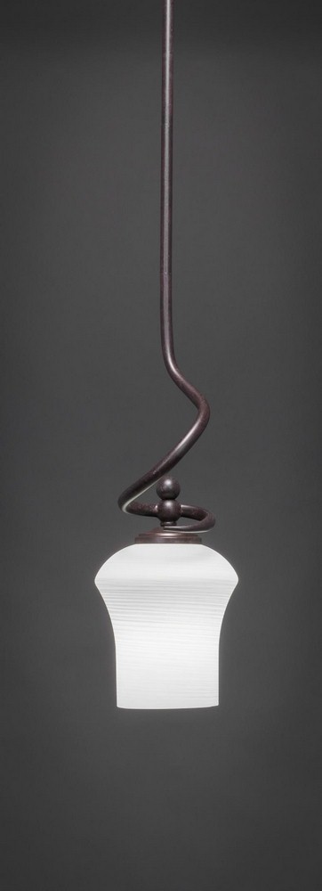 Toltec Lighting-901-DG-681-Capri - 1 Light Stem Mini Pendant With Hang Straight Swivel-15.5 Inches Tall and 5.5 Inches Wide Dark Granite Zilo White Linen Dark Granite Finish with Zilo White Linen Glas