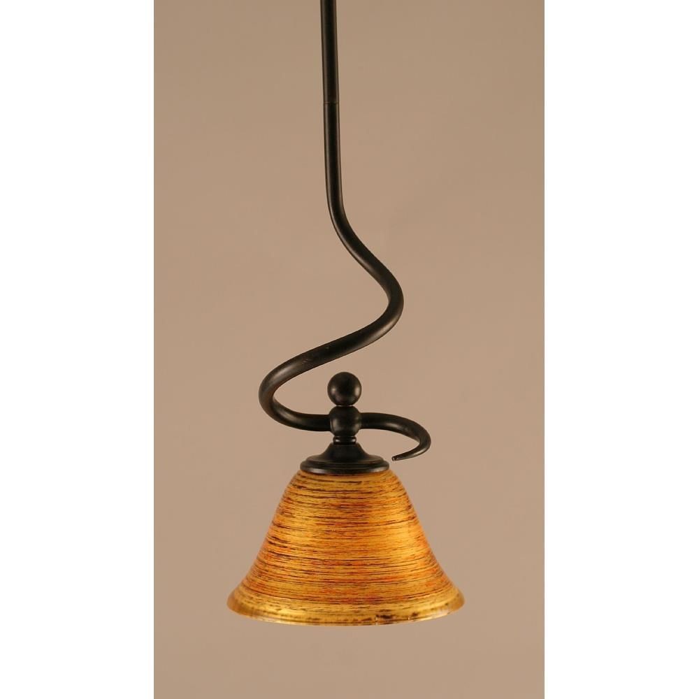 Toltec Lighting-901-DG-454-Capri - 1 Light Stem Mini Pendant With Hang Straight Swivel-14.5 Inches Tall and 7 Inches Wide Dark Granite Firre Saturn Capri - 1 Light Stem Mini Pendant With Hang Straight