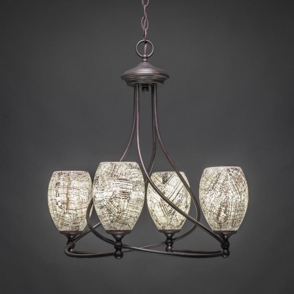 Toltec Lighting-904-DG-5054-Capri - 4 Light Chandelier-22.75 Inches Tall and 19.25 Inches Wide Dark Granite Natural Fusion Dark Granite Finish with Zilo White Linen Glass