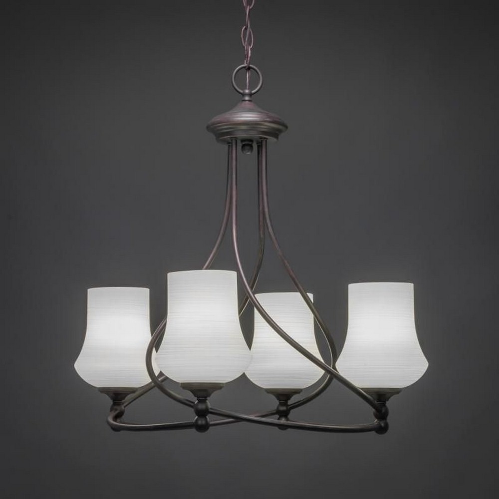 Toltec Lighting-904-DG-681-Capri - 4 Light Chandelier-22 Inches Tall and 21 Inches Wide Dark Granite Zilo White Linen Capri - 4 Light Chandelier-22 Inches Tall and 21 Inches Wide