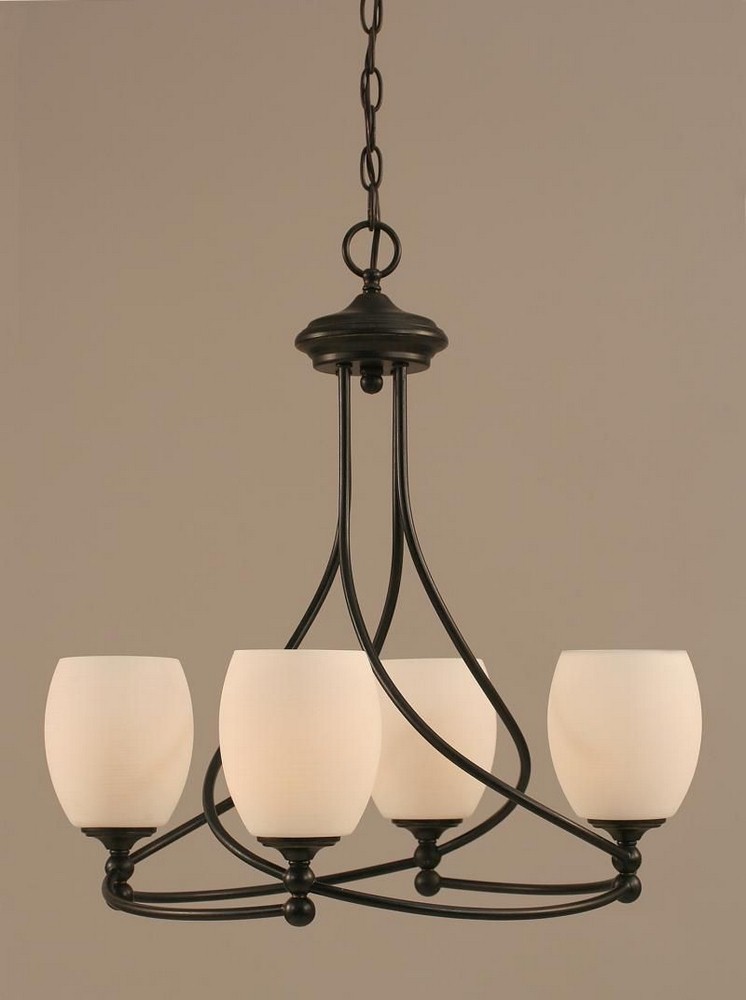 Toltec Lighting-904-DG-615-Capri - 4 Light Chandelier-22 Inches Tall and 21 Inches Wide Dark Granite White Linen Capri - 4 Light Chandelier-22 Inches Tall and 21 Inches Wide