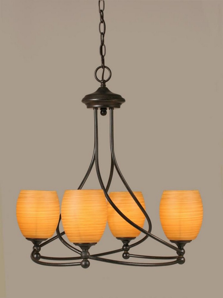 Toltec Lighting-904-DG-625-Capri - 4 Light Chandelier-22 Inches Tall and 21 Inches Wide Dark Granite Cayenne Linen Capri - 4 Light Chandelier-22 Inches Tall and 21 Inches Wide