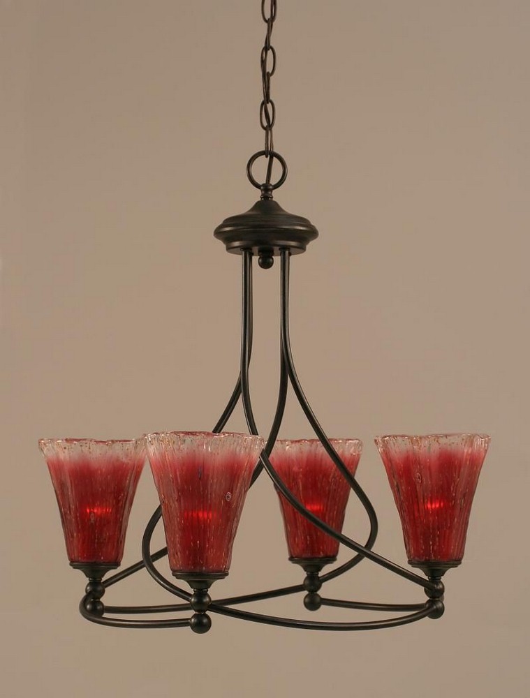 Toltec Lighting-904-DG-726-Capri - 4 Light Chandelier-22 Inches Tall and 22.25 Inches Wide Dark Granite Raspberry Crystal Capri - 4 Light Chandelier-22 Inches Tall and 22.25 Inches Wide