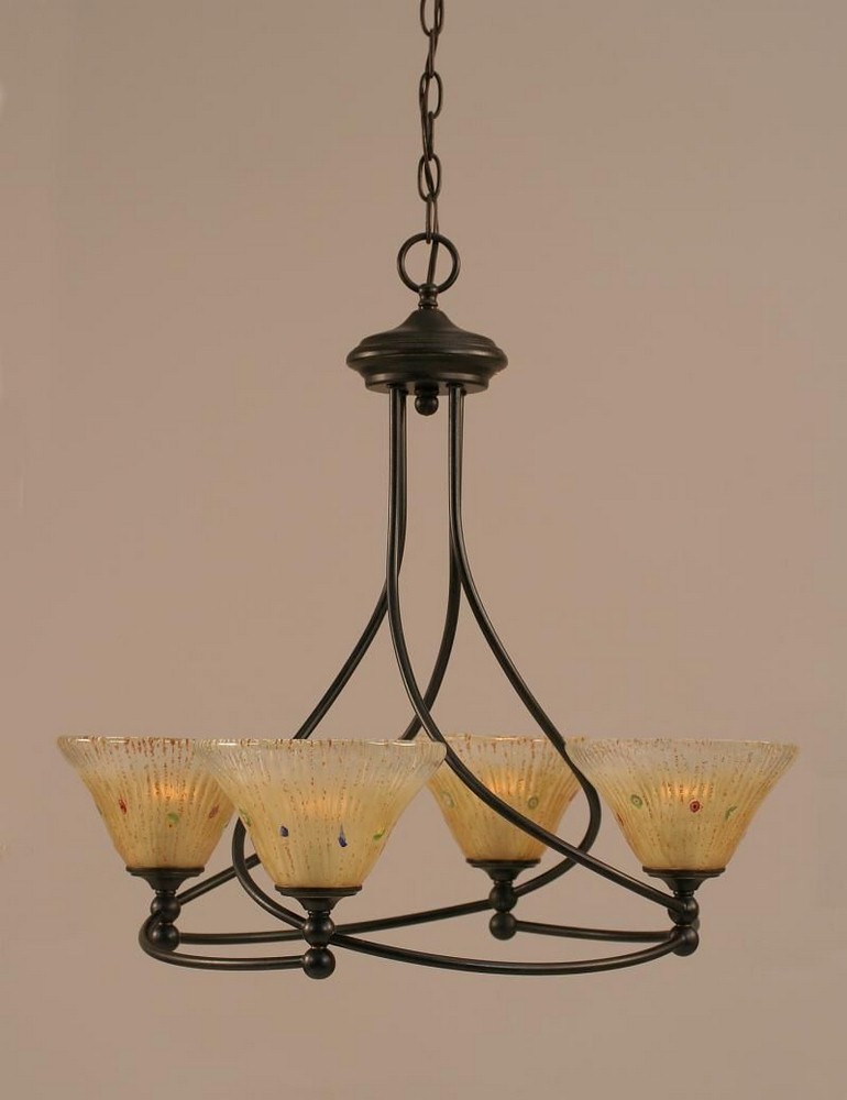 Toltec Lighting-904-DG-750-Capri - Four Light Chandelier Dark Granite Frosted Crystal Capri - Four Light Chandelier