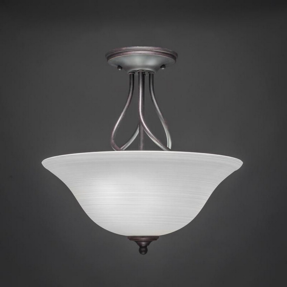 Toltec Lighting-909-DG-612-Capri - 3 Light Semi-Flush Mount-16 Inches Tall and 16 Inches Wide Dark Granite White Linen Capri - 3 Light Semi-Flush Mount-16 Inches Tall and 16 Inches Wide