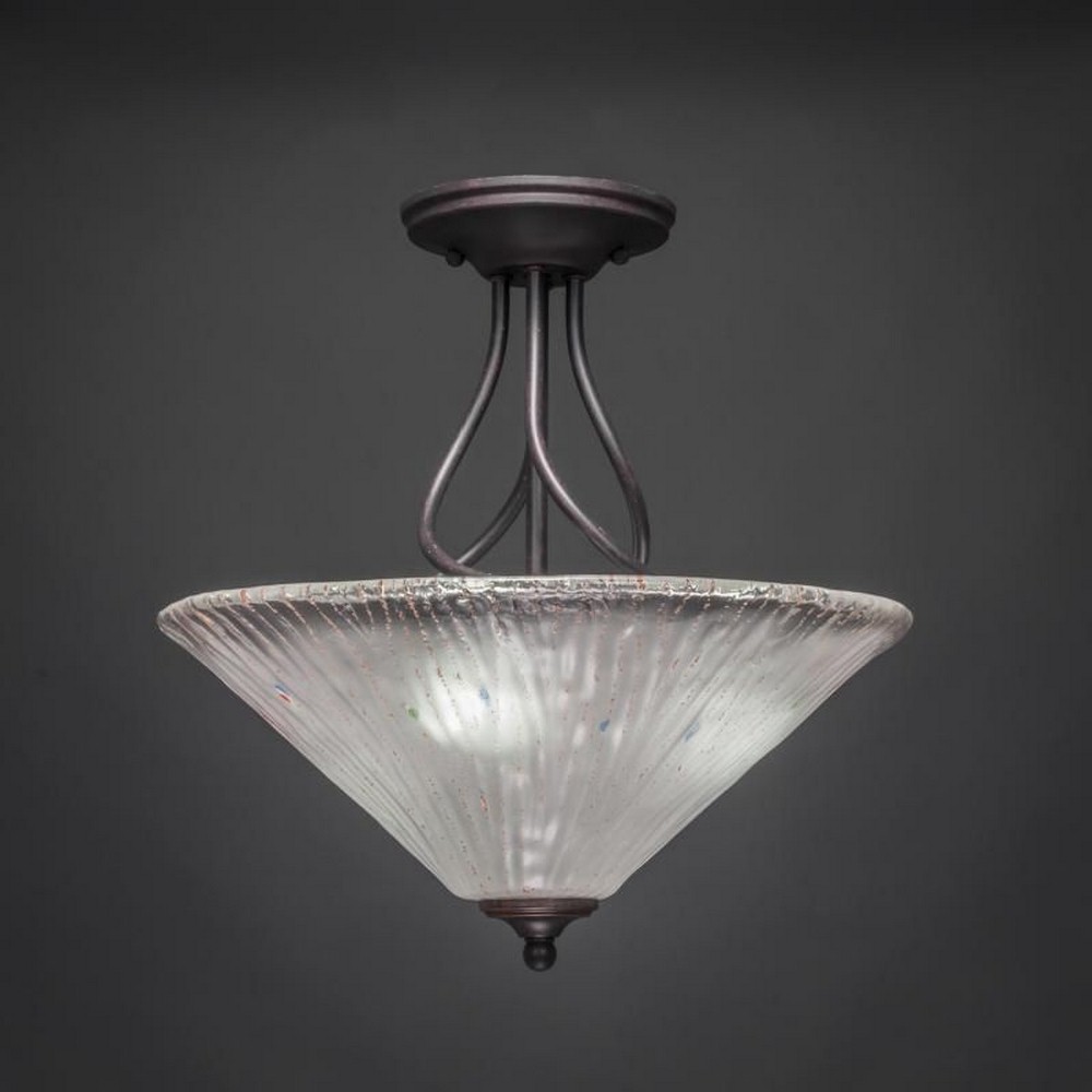 Toltec Lighting-909-DG-711-Capri - 3 Light Semi-Flush Mount-16 Inches Tall and 16 Inches Wide Dark Granite Frosted Crystal Capri - 3 Light Semi-Flush Mount-16 Inches Tall and 16 Inches Wide