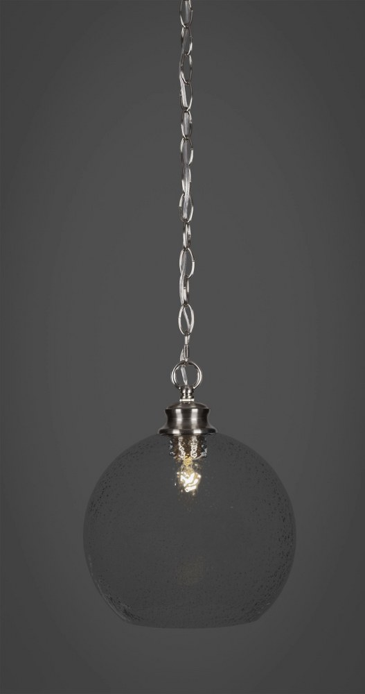 Toltec Lighting-92-BN-4352-Kimbro - 1 Light Chain Hung Pendant-11.75 Inches Tall and 9.5 Inches Wide Brushed Nickel Smoke Bubble Brushed Nickel Finish with Clear Bubble Glass