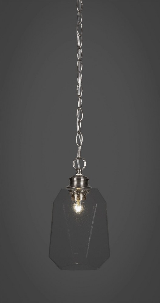 Toltec Lighting-92-BN-4460-Rocklin - 1 Light Chain Hung Pendant-11.75 Inches Tall and 6.75 Inches Wide Brushed Nickel Clear Bubble Rocklin - 1 Light Chain Hung Pendant-11.75 Inches Tall and 6.75 Inche