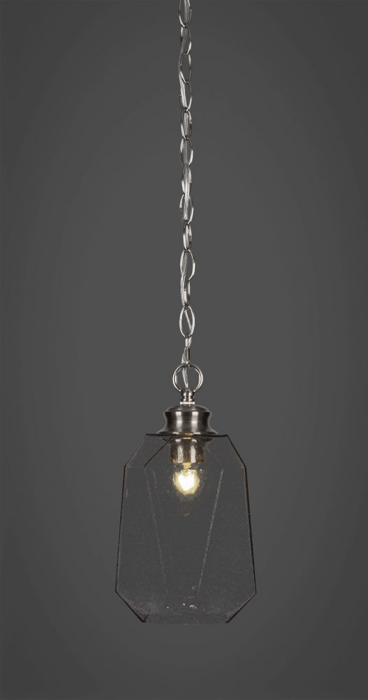 Toltec Lighting-92-BN-4462-Rocklin - 1 Light Chain Hung Pendant-11.75 Inches Tall and 6.75 Inches Wide Brushed Nickel Smoke Rocklin - 1 Light Chain Hung Pendant-11.75 Inches Tall and 6.75 Inches Wide