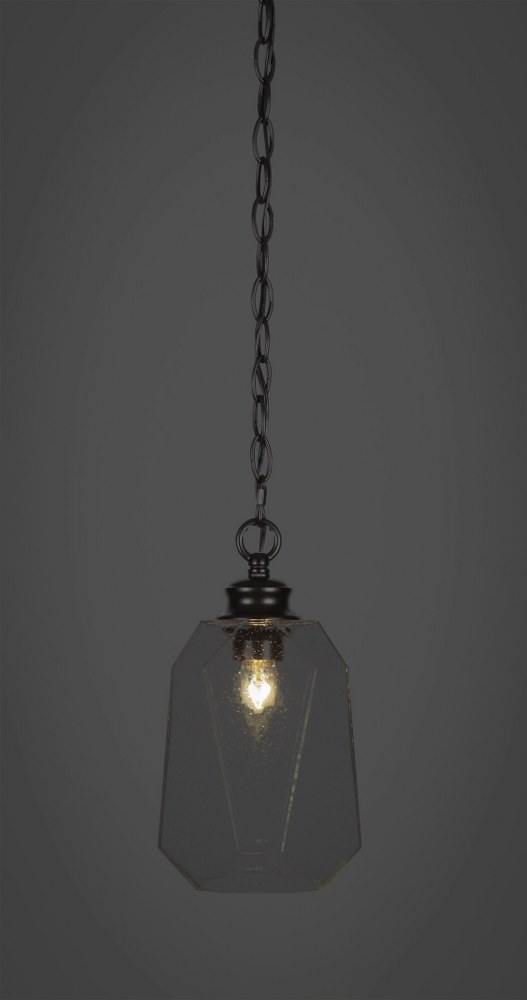 Toltec Lighting-92-MB-4460-Rocklin - 1 Light Chain Hung Pendant-11.75 Inches Tall and 6.75 Inches Wide Matte Black Clear Bubble Rocklin - 1 Light Chain Hung Pendant-11.75 Inches Tall and 6.75 Inches W