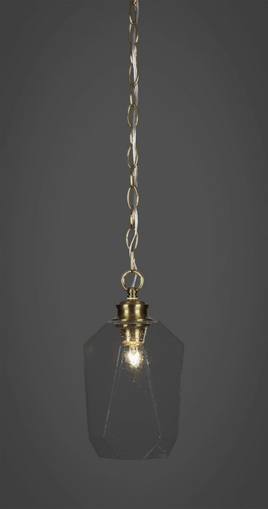 Toltec Lighting-92-NAB-4460-Rocklin - 1 Light Chain Hung Pendant-11.75 Inches Tall and 6.75 Inches Wide New Aged Brass Clear Bubble Rocklin - 1 Light Chain Hung Pendant-11.75 Inches Tall and 6.75 Inch