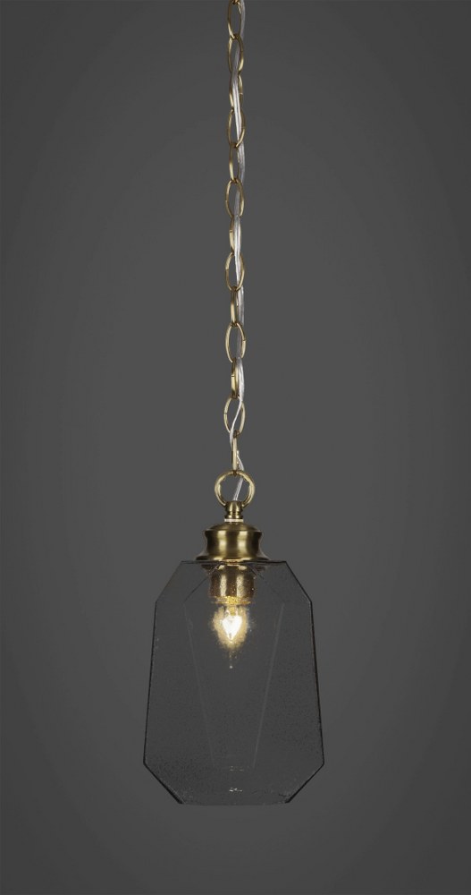 Toltec Lighting-92-NAB-4462-Rocklin - 1 Light Chain Hung Pendant-11.75 Inches Tall and 6.75 Inches Wide New Aged Brass Smoke Rocklin - 1 Light Chain Hung Pendant-11.75 Inches Tall and 6.75 Inches Wide