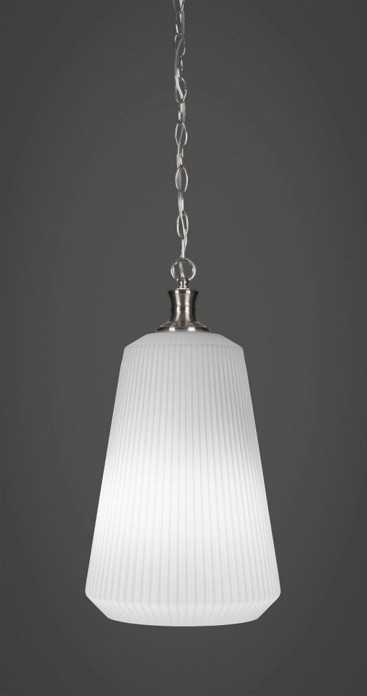 Toltec Lighting-93-BN-4641-Carina - 1 Light Chain Hung Pendant-18.25 Inches Tall and 10.5 Inches Wide Brushed Nickel Frosted Opal Carina - 1 Light Chain Hung Pendant-18.25 Inches Tall and 10.5 Inches 