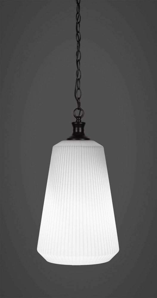 Toltec Lighting-93-MB-4641-Carina - 1 Light Chain Hung Pendant-18.25 Inches Tall and 10.5 Inches Wide Matte Black Frosted Opal Carina - 1 Light Chain Hung Pendant-18.25 Inches Tall and 10.5 Inches Wid