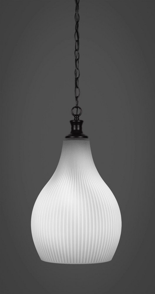 Toltec Lighting-93-MB-4661-Carina - 1 Light Chain Hung Pendant-20.5 Inches Tall and 11.5 Inches Wide Matte Black Frosted Opal Carina - 1 Light Chain Hung Pendant-20.5 Inches Tall and 11.5 Inches Wide