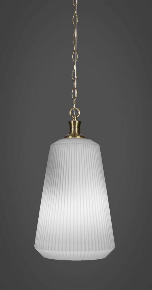 Toltec Lighting-93-NAB-4641-Carina - 1 Light Chain Hung Pendant-18.25 Inches Tall and 10.5 Inches Wide New Aged Brass Frosted Opal Carina - 1 Light Chain Hung Pendant-18.25 Inches Tall and 10.5 Inches