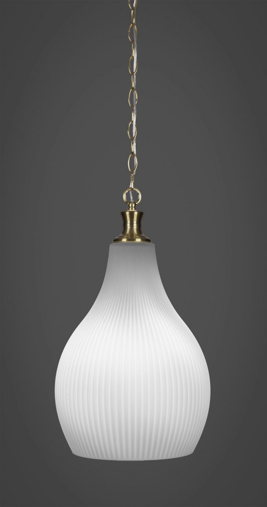 Toltec Lighting-93-NAB-4661-Carina - 1 Light Chain Hung Pendant-18.75 Inches Tall and 11.5 Inches Wide New Aged Brass Frosted Opal Carina - 1 Light Chain Hung Pendant-18.75 Inches Tall and 11.5 Inches