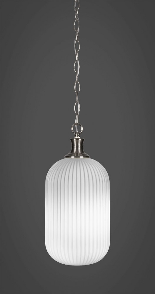 Toltec Lighting-94-BN-4601-Carina - 1 Light Chain Hung Pendant-17 Inches Tall and 8.25 Inches Wide Brushed Nickel Frosted Opal Carina - 1 Light Chain Hung Pendant-17 Inches Tall and 8.25 Inches Wide