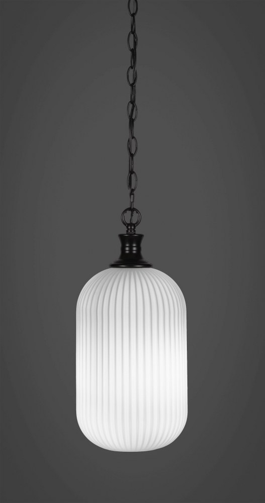 Toltec Lighting-94-MB-4601-Carina - 1 Light Chain Hung Pendant-17 Inches Tall and 8.25 Inches Wide Matte Black Frosted Opal Carina - 1 Light Chain Hung Pendant-17 Inches Tall and 8.25 Inches Wide