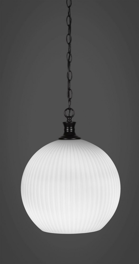 Toltec Lighting-94-MB-4671-Carina - 1 Light Chain Hung Pendant-16.5 Inches Tall and 13.75 Inches Wide Matte Black Frosted Opal Carina - 1 Light Chain Hung Pendant-16.5 Inches Tall and 13.75 Inches Wid