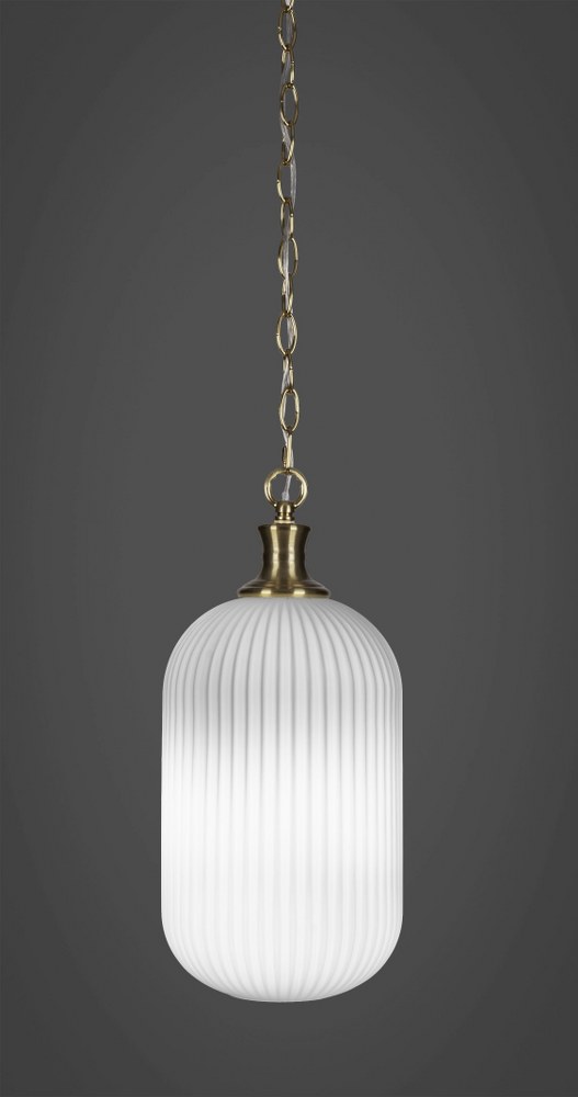 Toltec Lighting-94-NAB-4601-Carina - 1 Light Chain Hung Pendant-17 Inches Tall and 8.25 Inches Wide New Aged Brass Frosted Opal Carina - 1 Light Chain Hung Pendant-17 Inches Tall and 8.25 Inches Wide