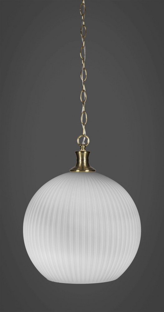 Toltec Lighting-94-NAB-4671-Carina - 1 Light Chain Hung Pendant-16.5 Inches Tall and 13.75 Inches Wide New Aged Brass Frosted Opal Carina - 1 Light Chain Hung Pendant-16.5 Inches Tall and 13.75 Inches