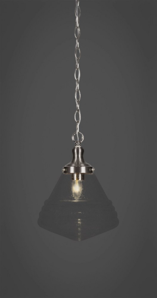 Toltec Lighting-99-BN-4710-Juno-1 Light Chain Hung Pendant-11.75 Inches Wide by 15.5 Inches High   Brushed Nickel Finish with Clear Bubble Glass