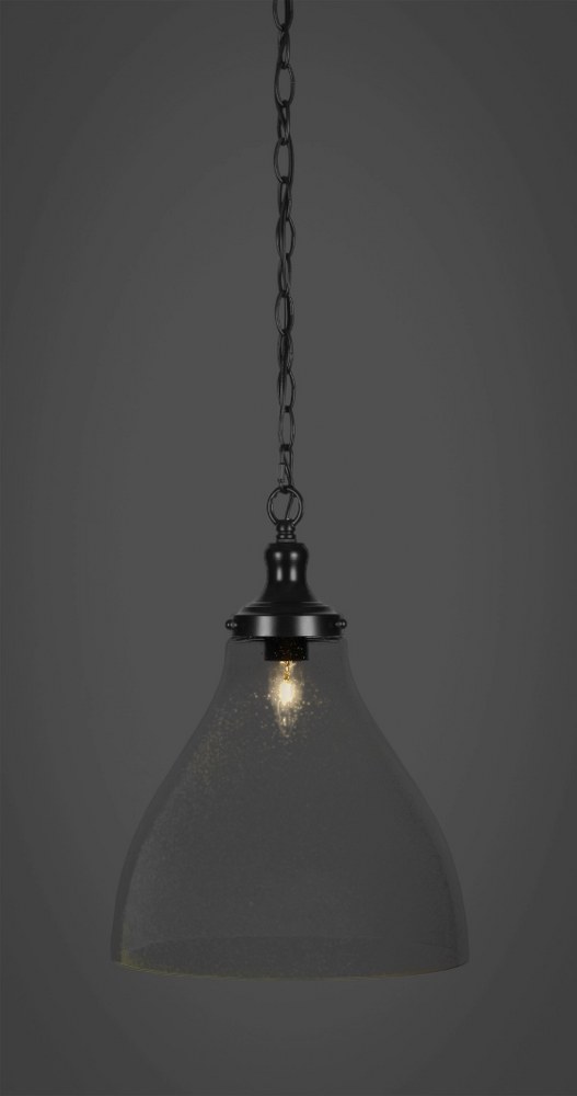 Toltec Lighting-99-MB-4720-Juno-1 Light Chain Hung Pendant-11.75 Inches Wide by 15.5 Inches High   Matte Black Finish with Clear Bubble Glass