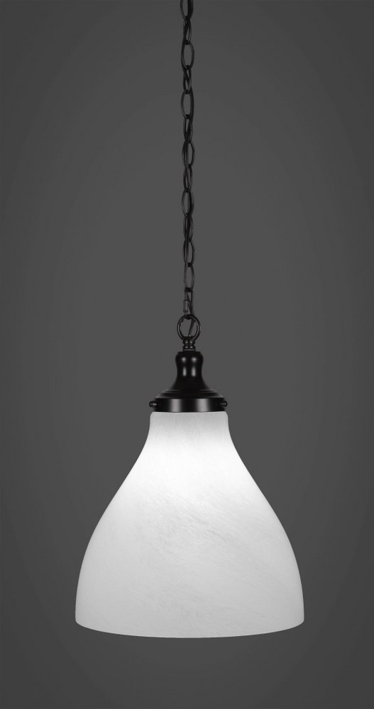 Toltec Lighting-99-MB-4721-Juno - 1 Light Chain Hung Pendant-15.5 Inches Tall and 11.75 Inches Wide Matte Black White Marble Juno - 1 Light Chain Hung Pendant-15.5 Inches Tall and 11.75 Inches Wide