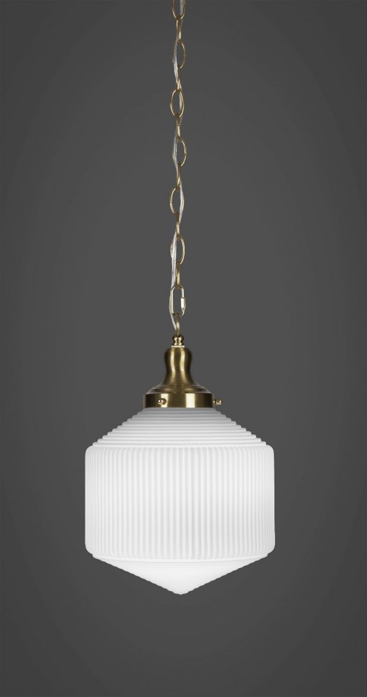 Toltec Lighting-99-NAB-4621-Carina - 1 Light Chain Hung Pendant-14.25 Inches Tall and 10 Inches Wide New Aged Brass Frosted Opal Carina - 1 Light Chain Hung Pendant-14.25 Inches Tall and 10 Inches Wid