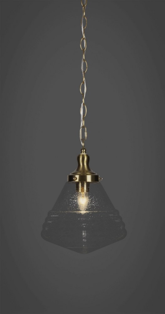 Toltec Lighting-99-NAB-4710-Juno-1 Light Chain Hung Pendant-11.75 Inches Wide by 15.5 Inches High   New Age Brass Finish with Clear Bubble Glass